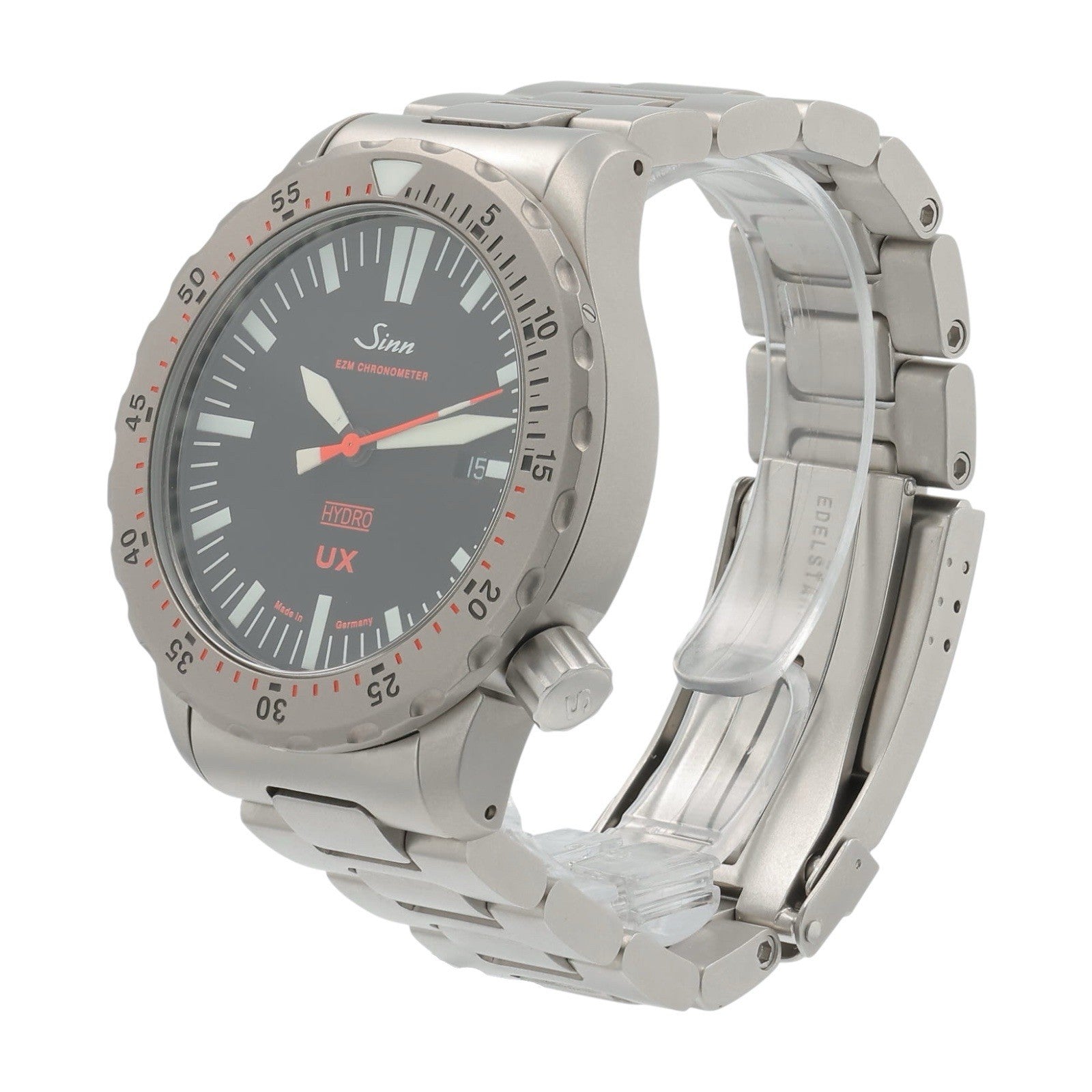 Sinn UX-T EZM Stainless Steel Black Dial 44mm Quartz Watch Men’s Watch EZM 2B
