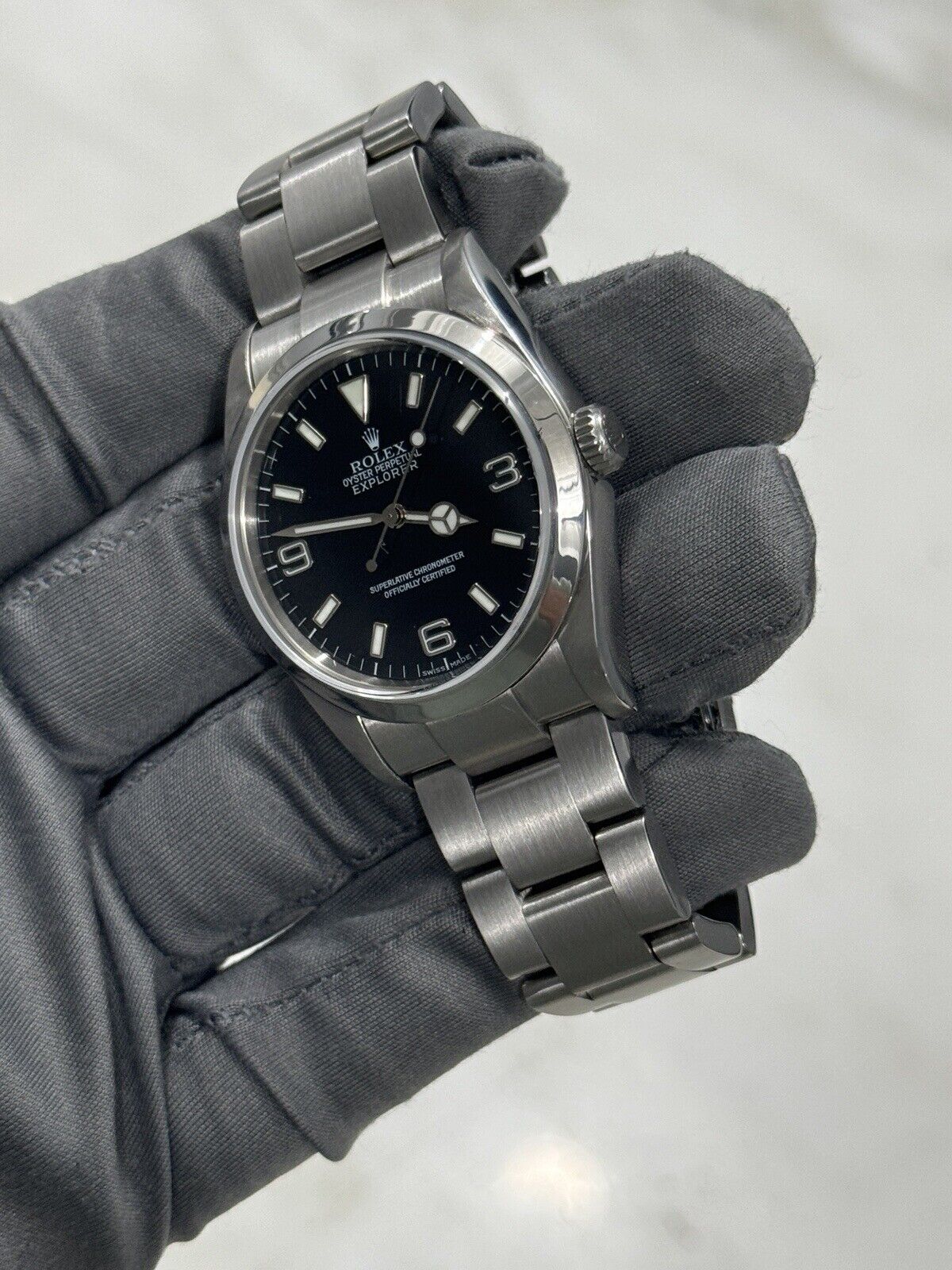2005 Rolex Explorer I Black 36mm 3-6-9 Stainless Steel Oyster Watch 114270