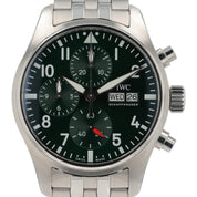 IWC Pilot Chronograph Stainless Steel Green Dial 41mm Automatic Mens IW388104