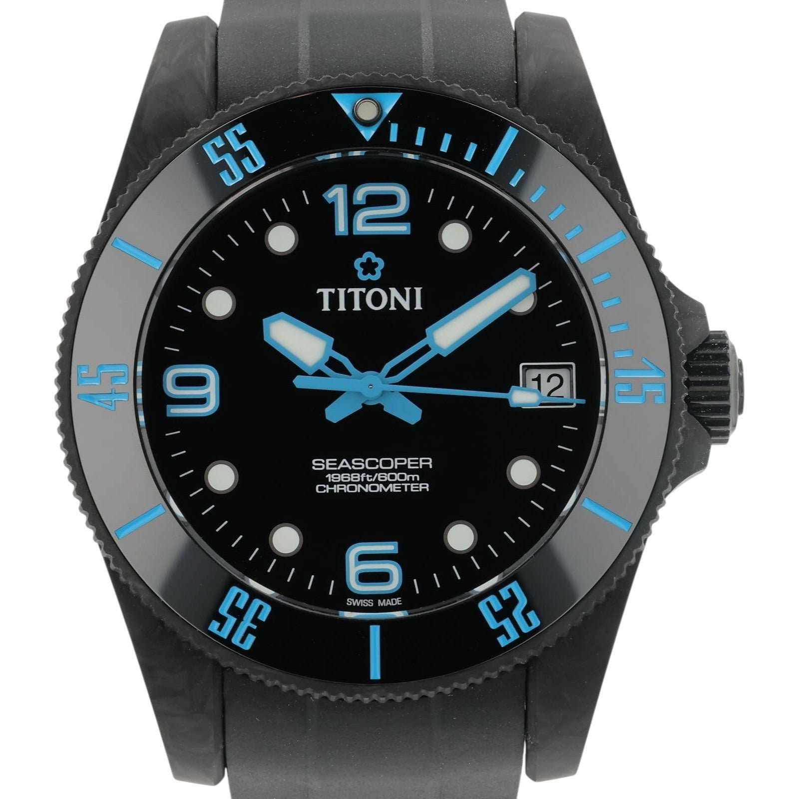 Titoni Seascoper Carbon Black Dial 42mm Automatic Movement Men’s Watch 83600