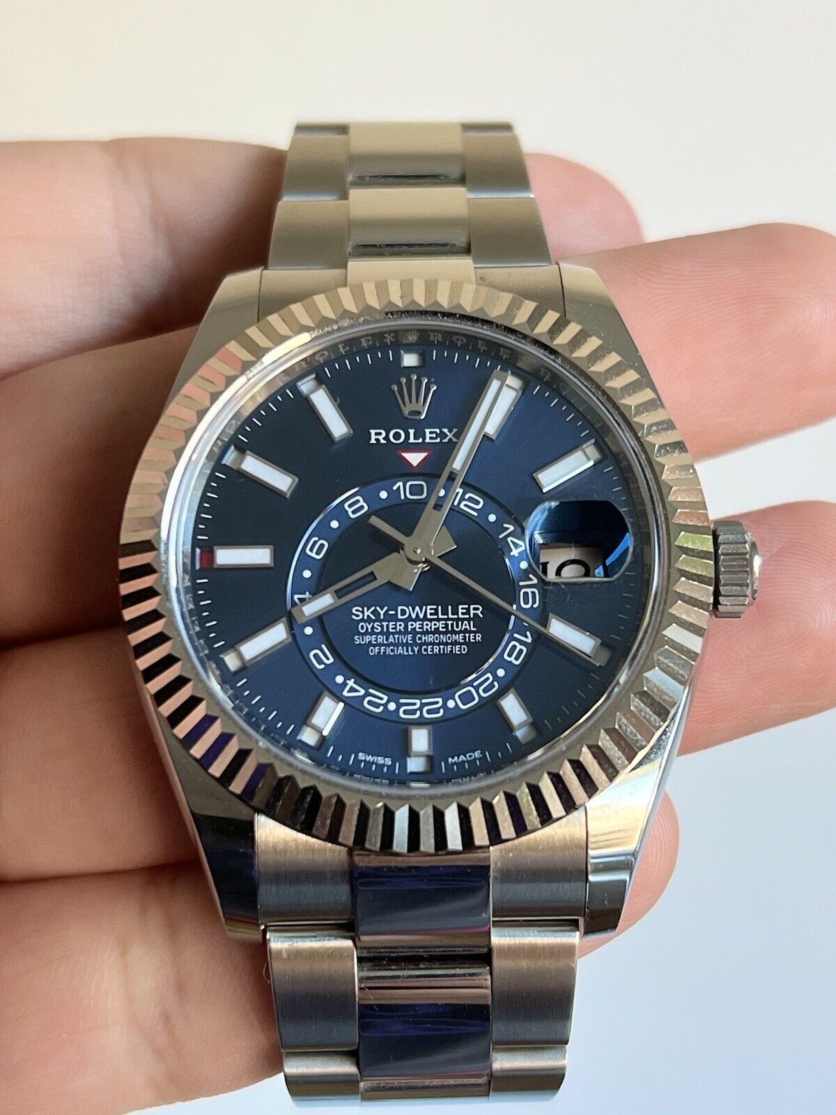 2021 Rolex Skydweller Blue Men's Watch 326934 Oyster Bracelet W/ Box & Papers