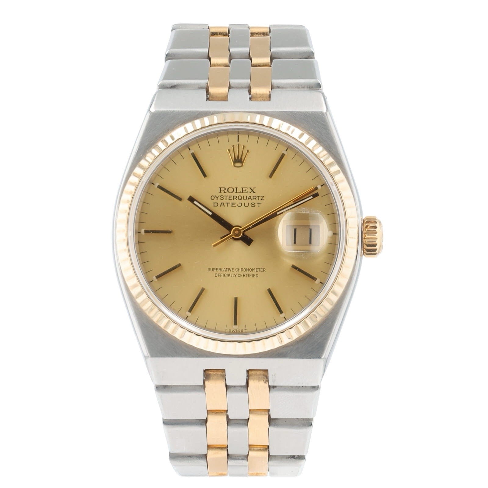 Rolex Oysterquartz Steel & Gold Champagne Dial 36mm Quartz Movement Mens 17013