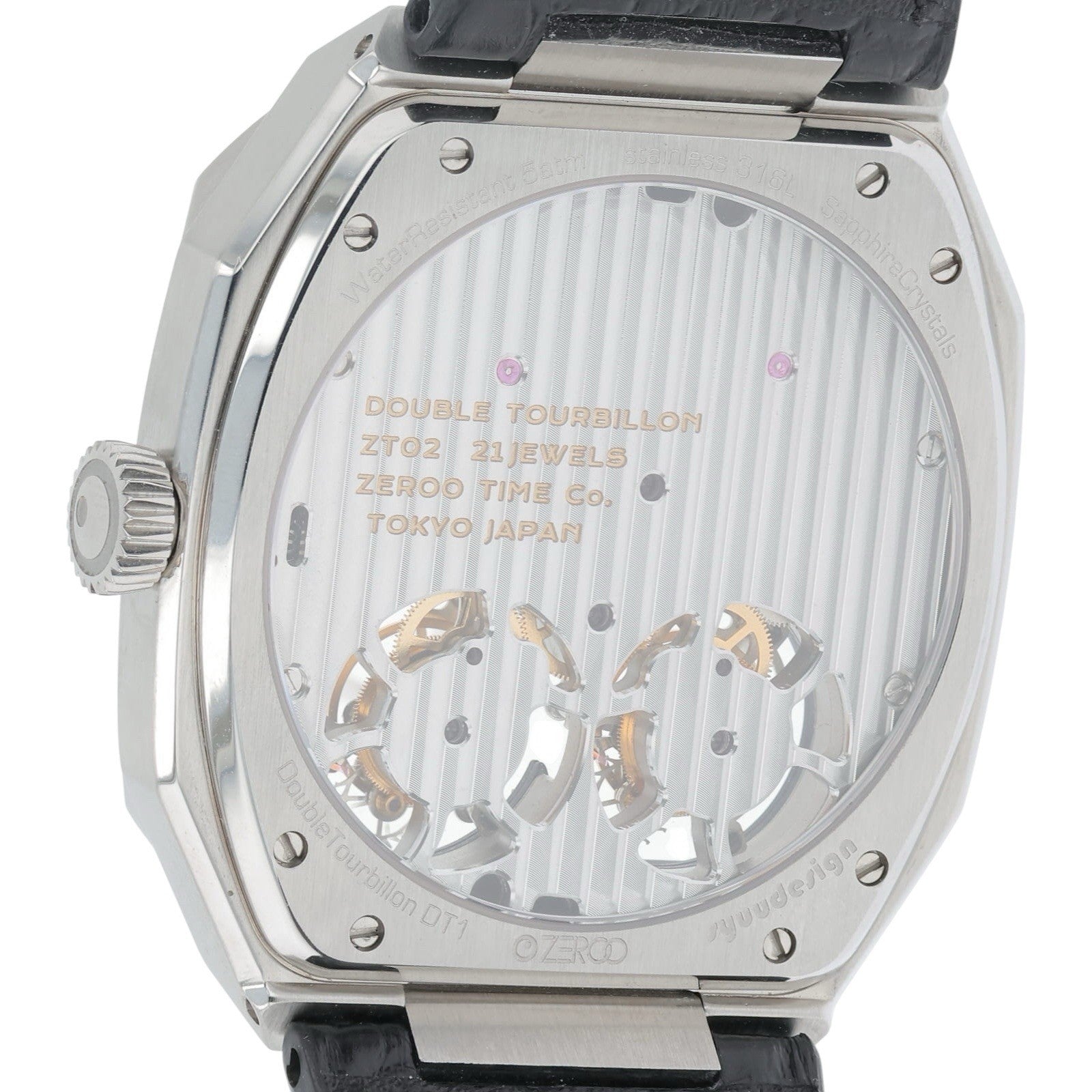 Zeroo Time The Gemini Double Tourbillon Steel Black Dial 45mm Manual ZDT001SBK