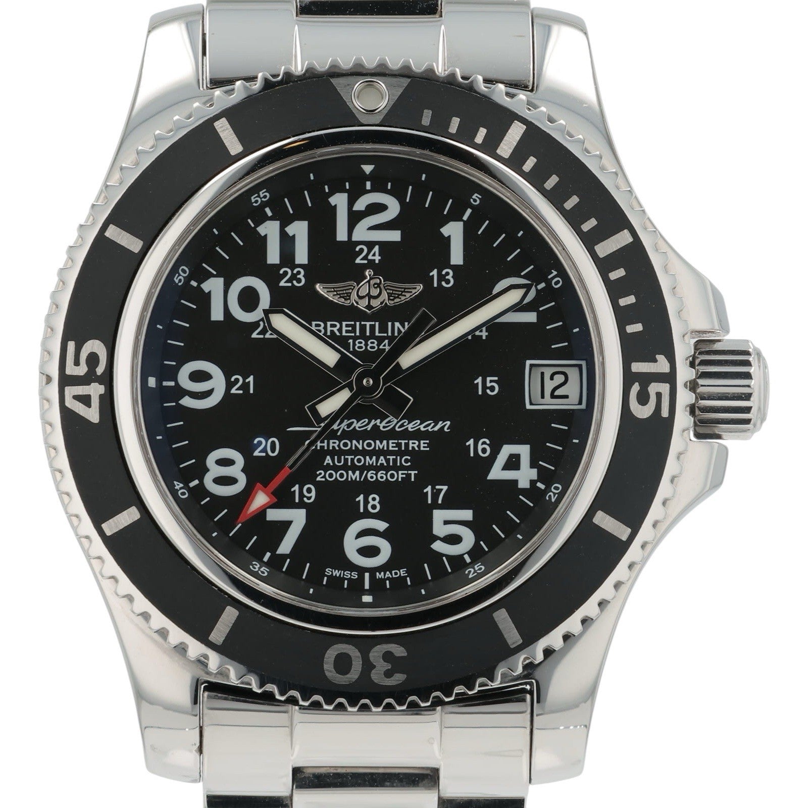 Breitling Superocean II Stainless Steel Black Dial 36mm Automatic Mens A17312