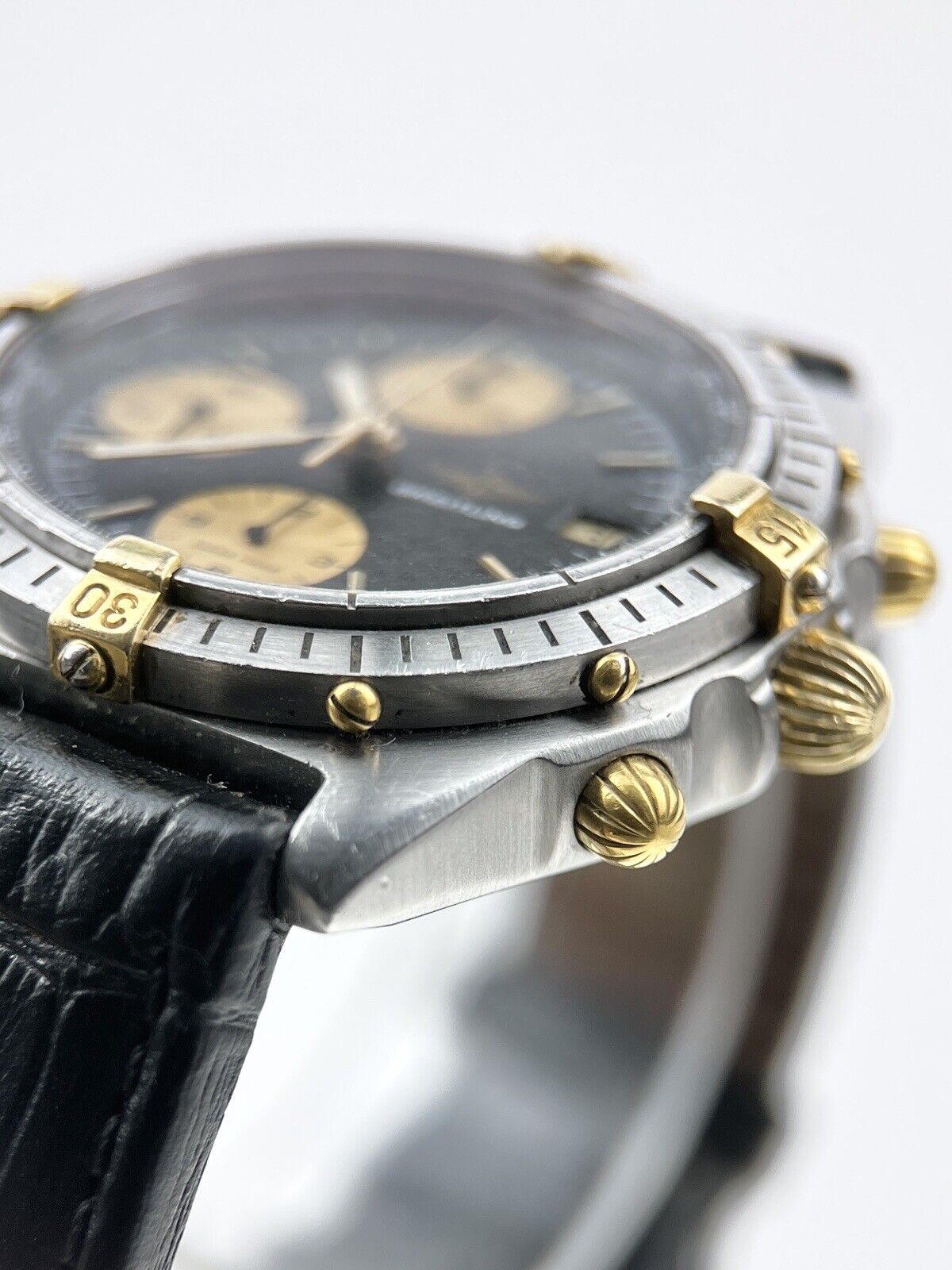 Breitling Chronomat Gold Steel Black Dial Chrono Automatic Watch Ref: B13047
