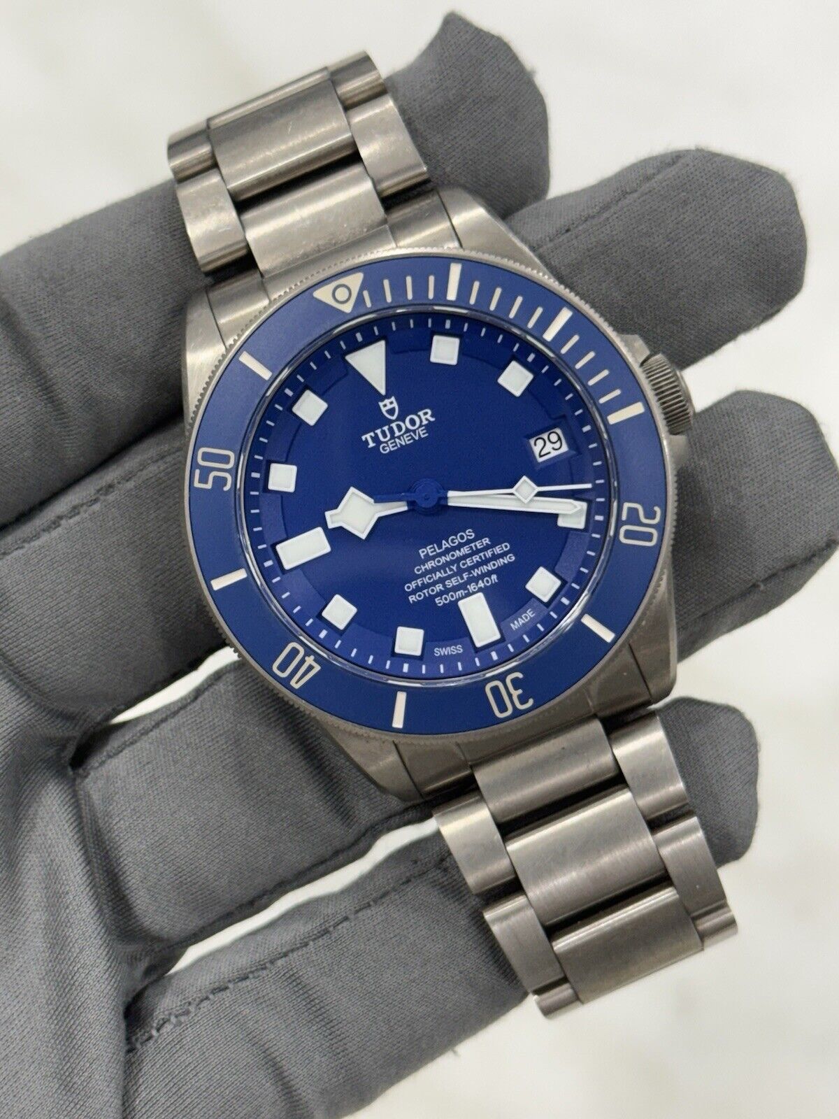 2019 Tudor Pelagos BLUE Titanium 42mm 25600TB Automatic Dive Date Watch With B&P