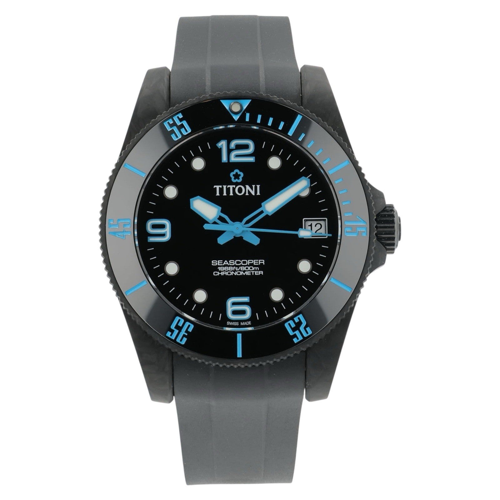 Titoni Seascoper Carbon Black Dial 42mm Automatic Movement Men’s Watch 83600
