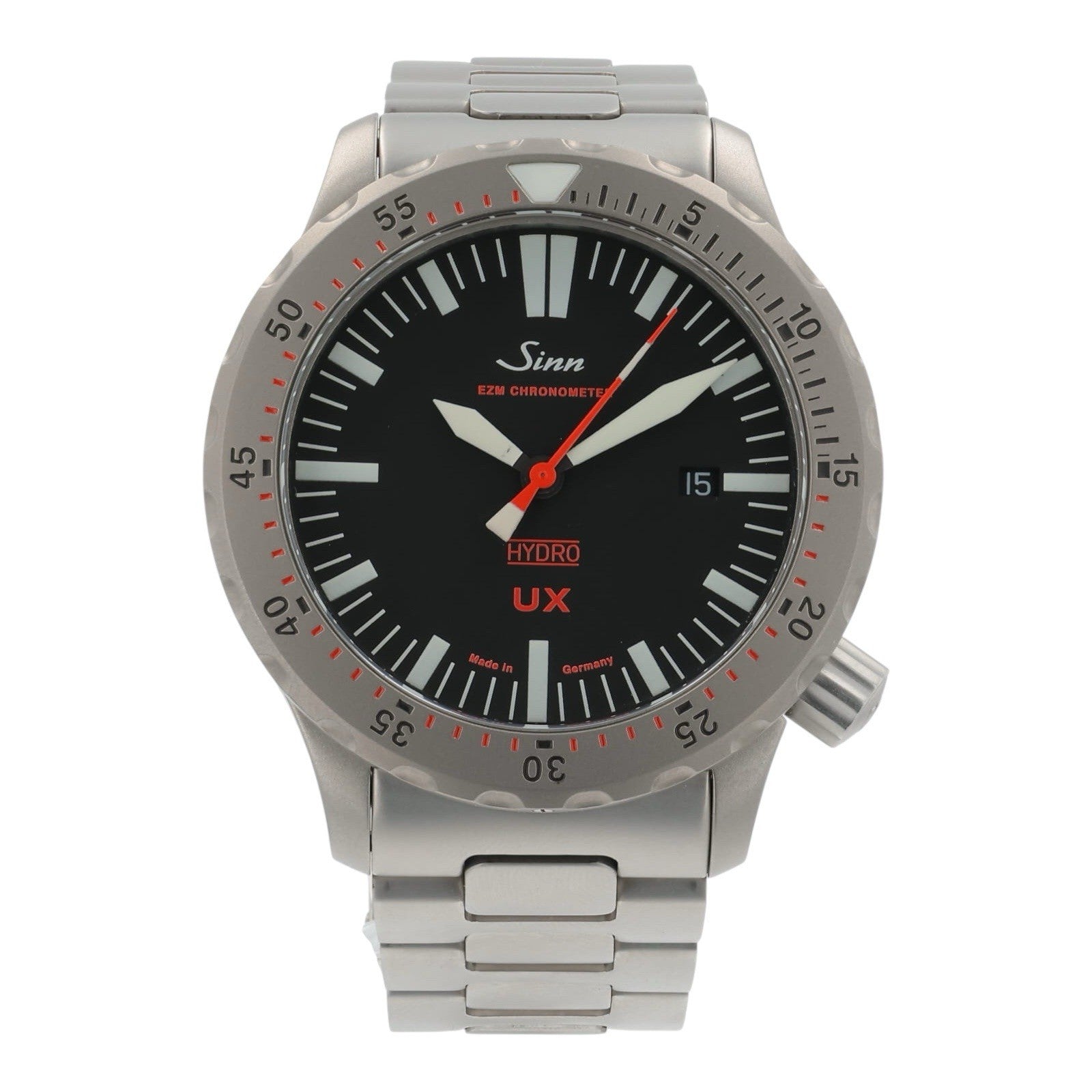 Sinn UX-T EZM Stainless Steel Black Dial 44mm Quartz Watch Men’s Watch EZM 2B