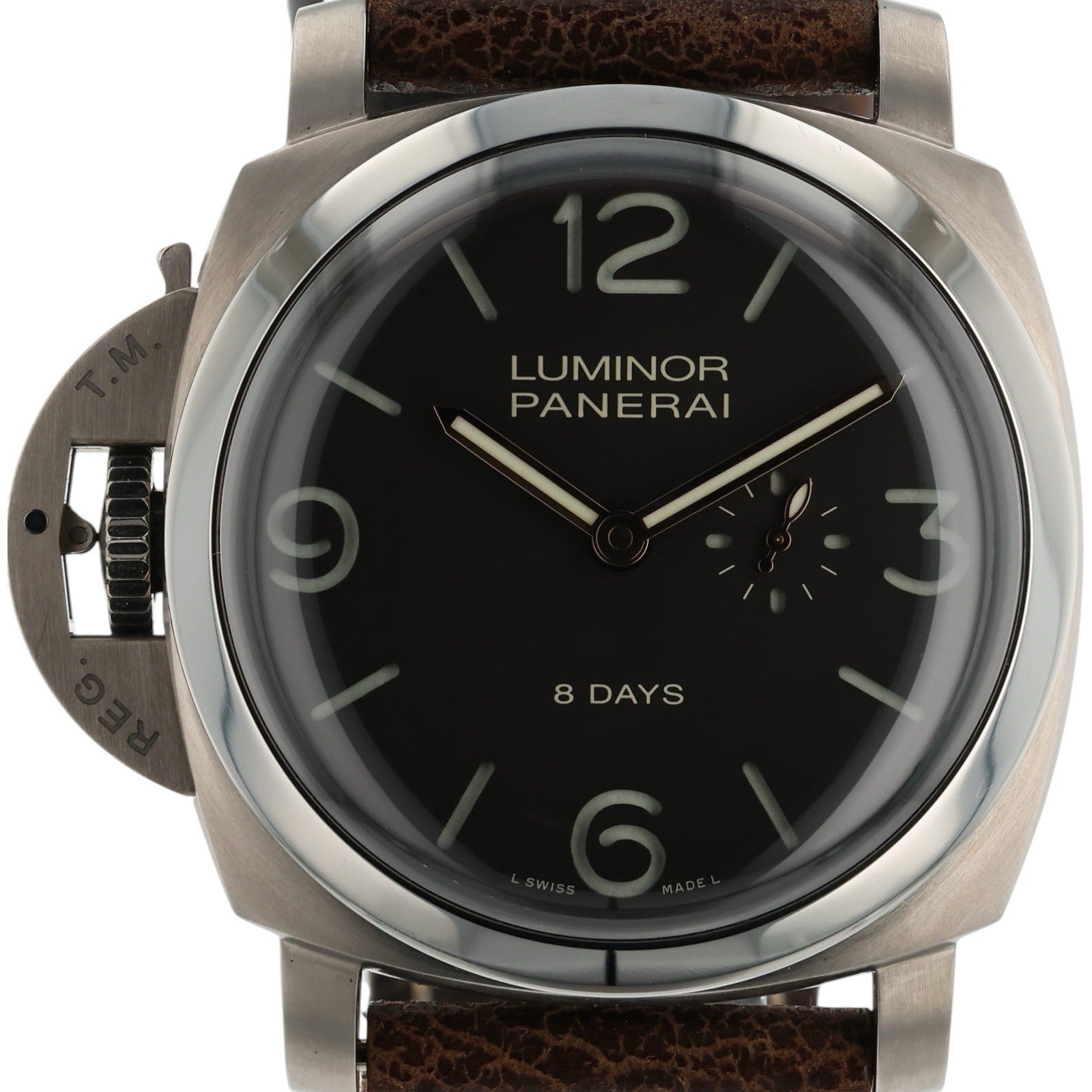 Panerai Luminor 8 Day Left Hand Black Dial Titanium Manual Winding 47mm PAM00368
