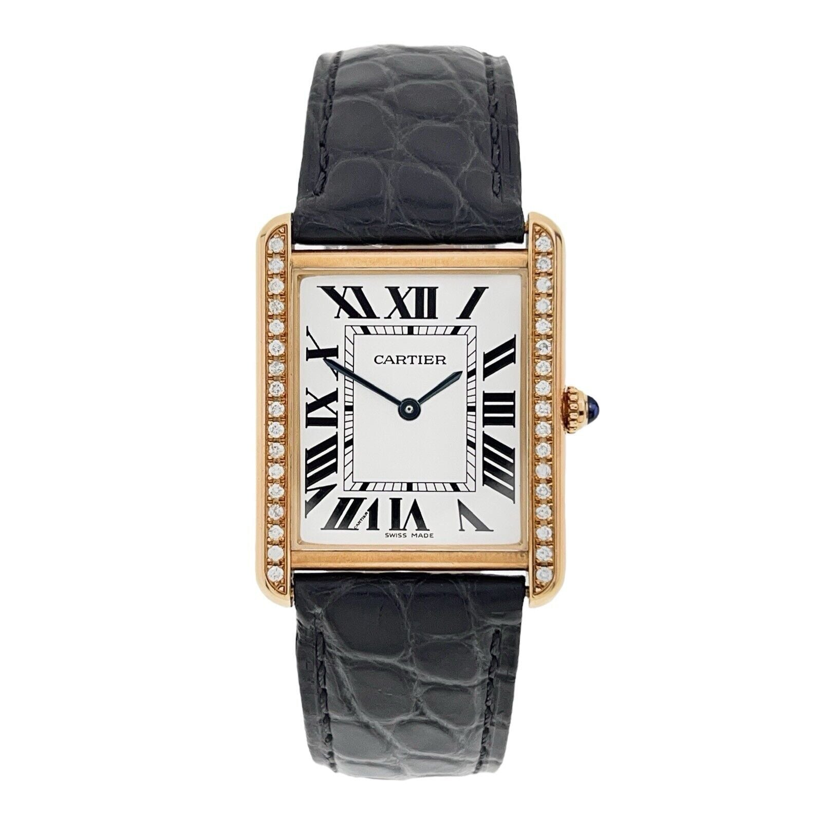 Cartier Tank Solo 18k Yellow Gold and Steel Diamond Bezel 27mm Quartz W5200004