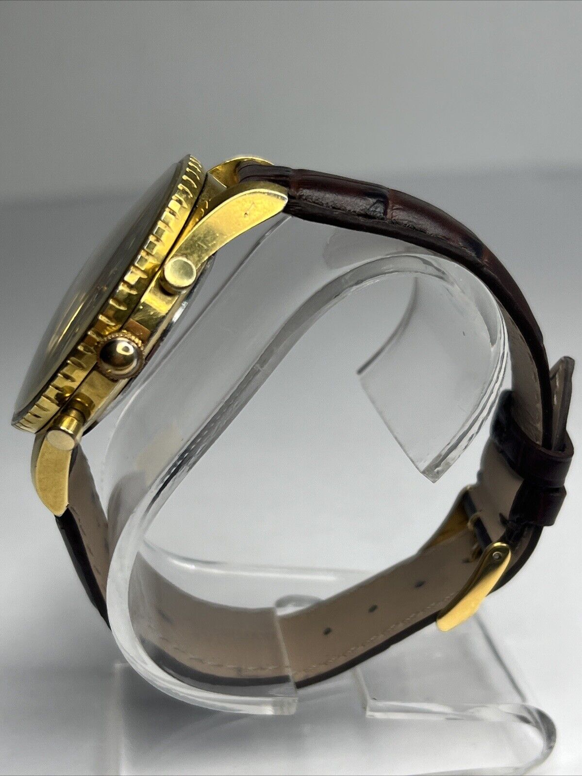 Vintage Gallet By Racine Excel-O-Graph 43mm Gold Tone Case Watch -PLEASE READ