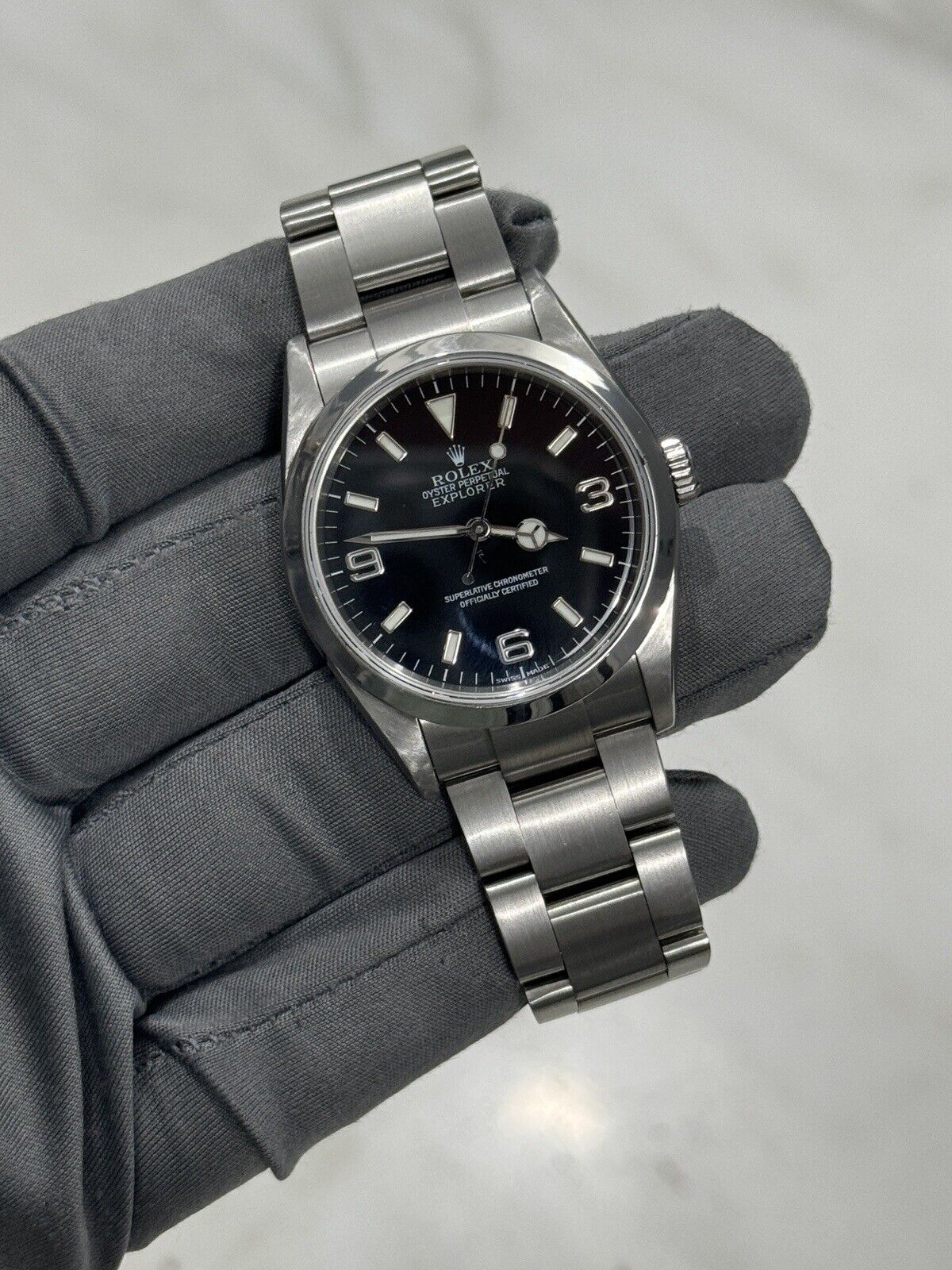 2005 Rolex Explorer I Black 36mm 3-6-9 Stainless Steel Oyster Watch 114270