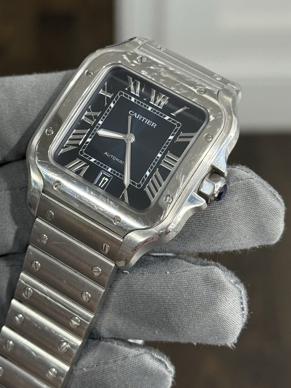 2022 Cartier Santos Steel Blue Dial Large Automatic Men’s Watch WSSA0030