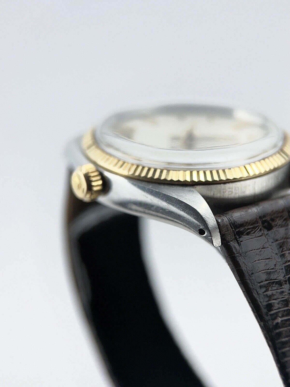 1979 Rolex Air-King 5501 Silver Stick Dial Leather Strap 34mm Automatic Watch