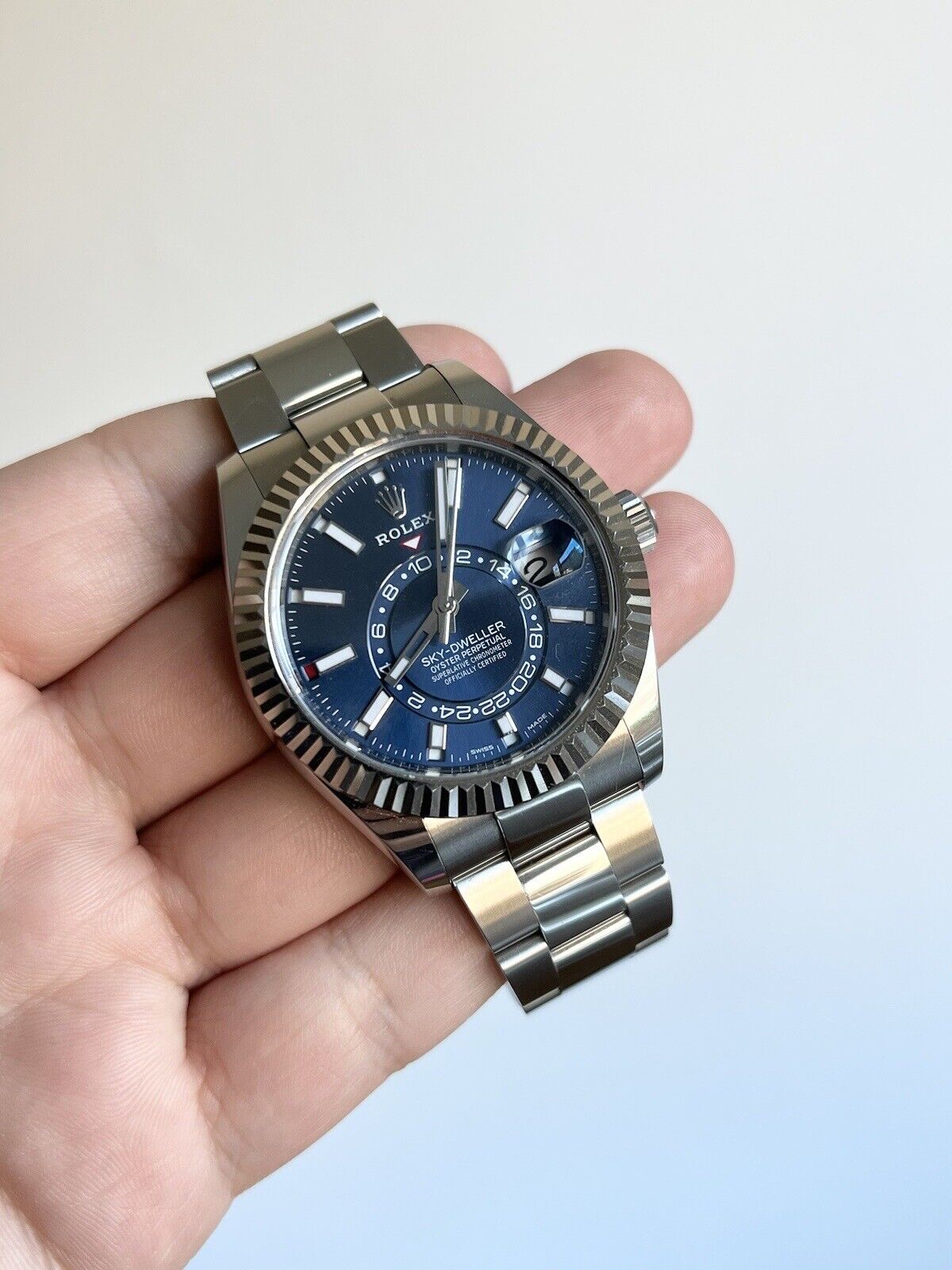 2021 Rolex Skydweller Blue Men's Watch 326934 Oyster Bracelet W/ Box & Papers