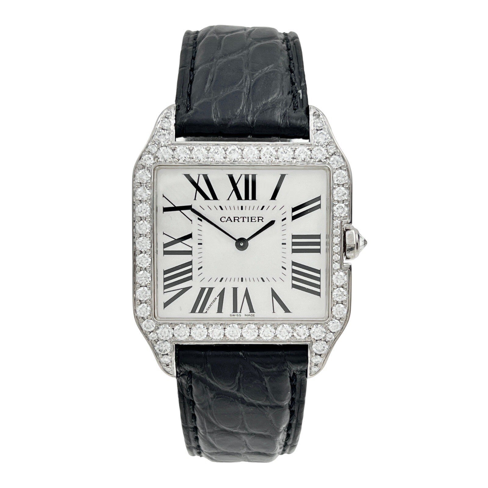 Cartier Santos Dumont White Gold Diamond Bezel Watch – Birmingham