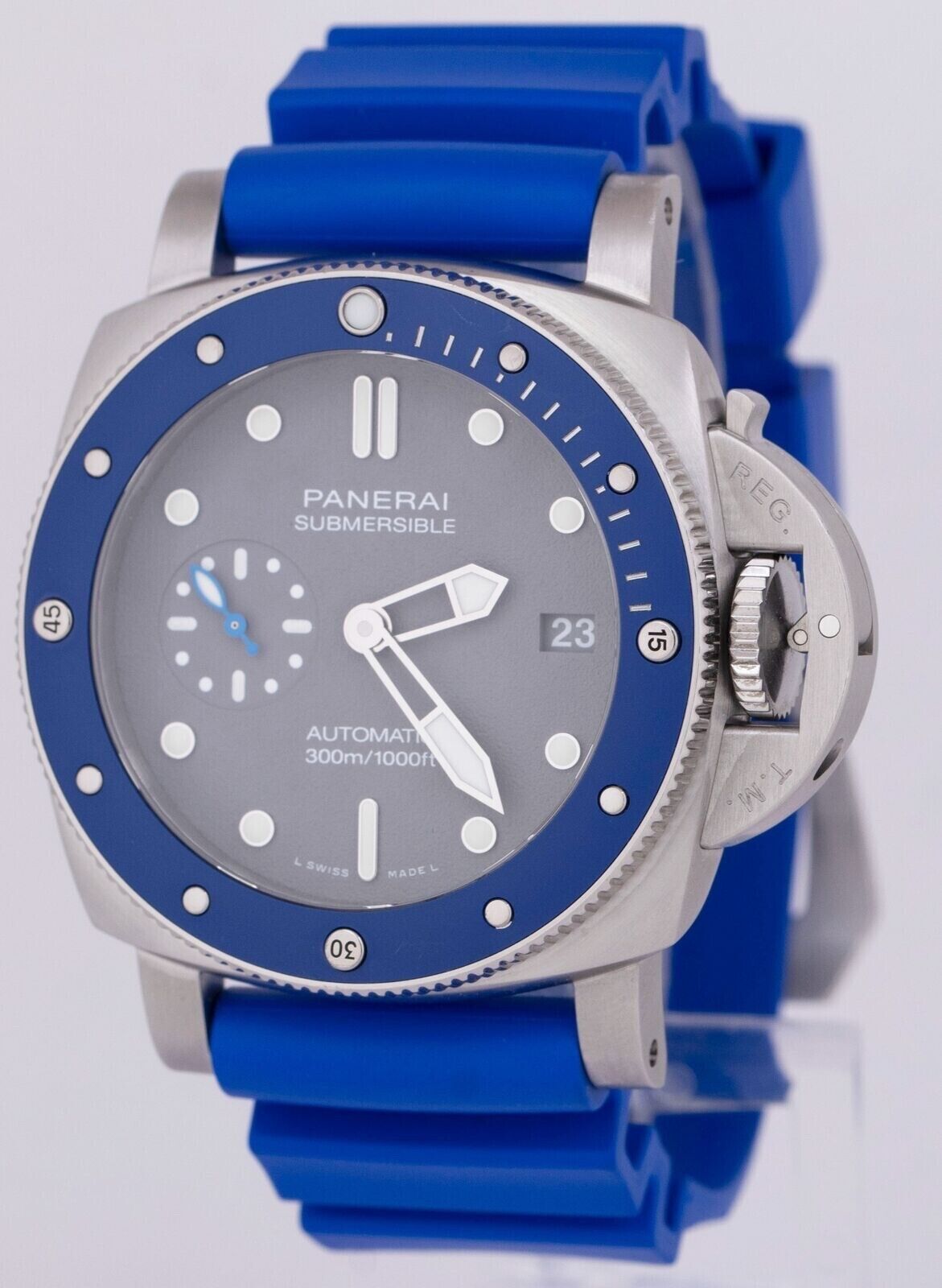 2022 Panerai Luminor Submersible BLUE Gray Steel 42mm PAM00959 Watch - Box/Paper