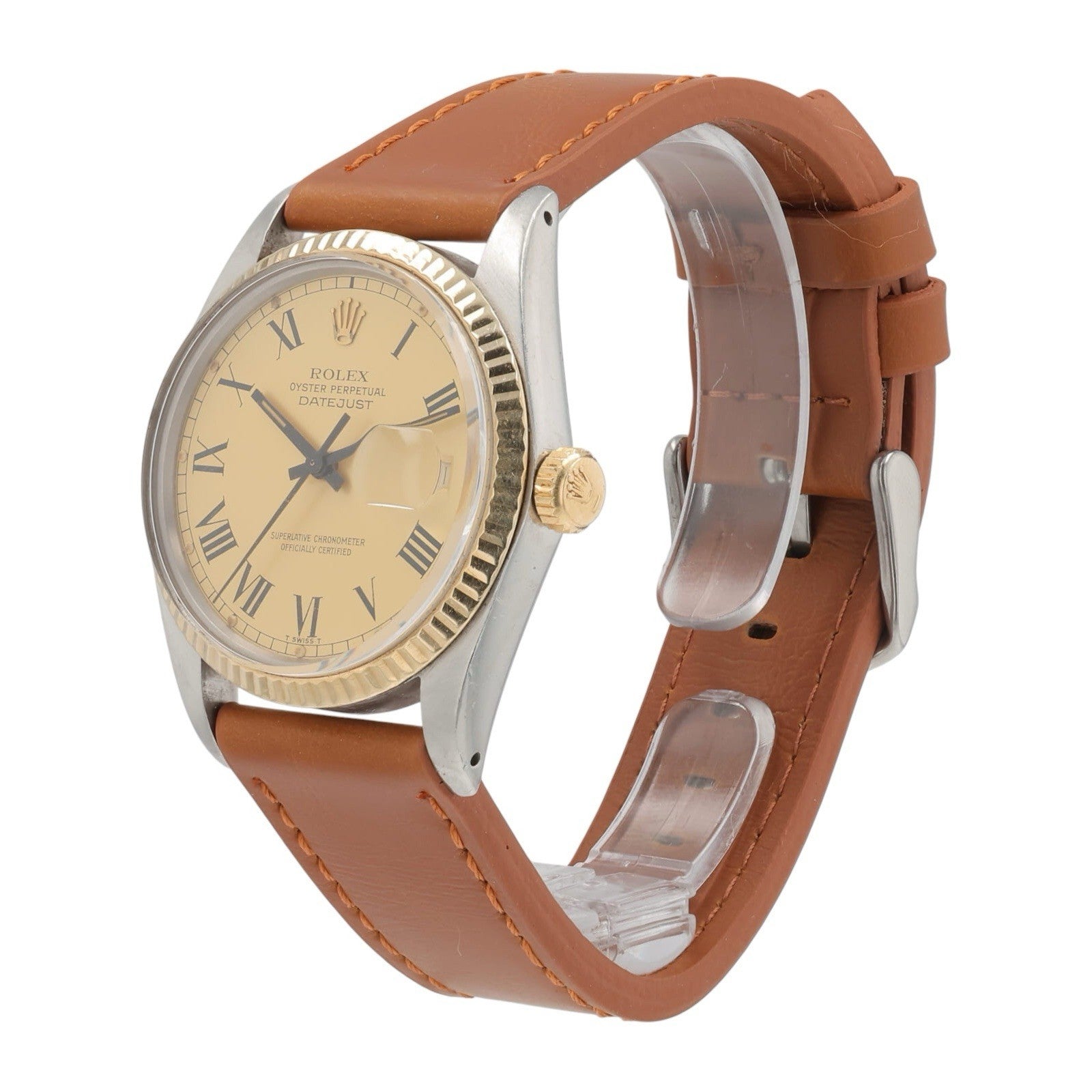 Rolex Datejust Steel & Gold Buckley Dial 36mm Automatic Men's Watch 16013