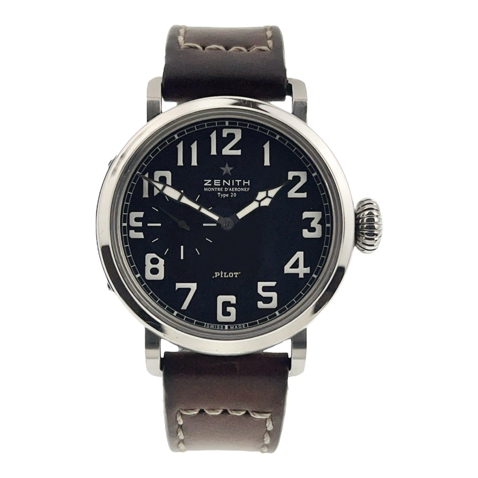 Zenith Pilot Stainless Steel Black Dial 40mm Automatic Men’s Watch 03.1930.681