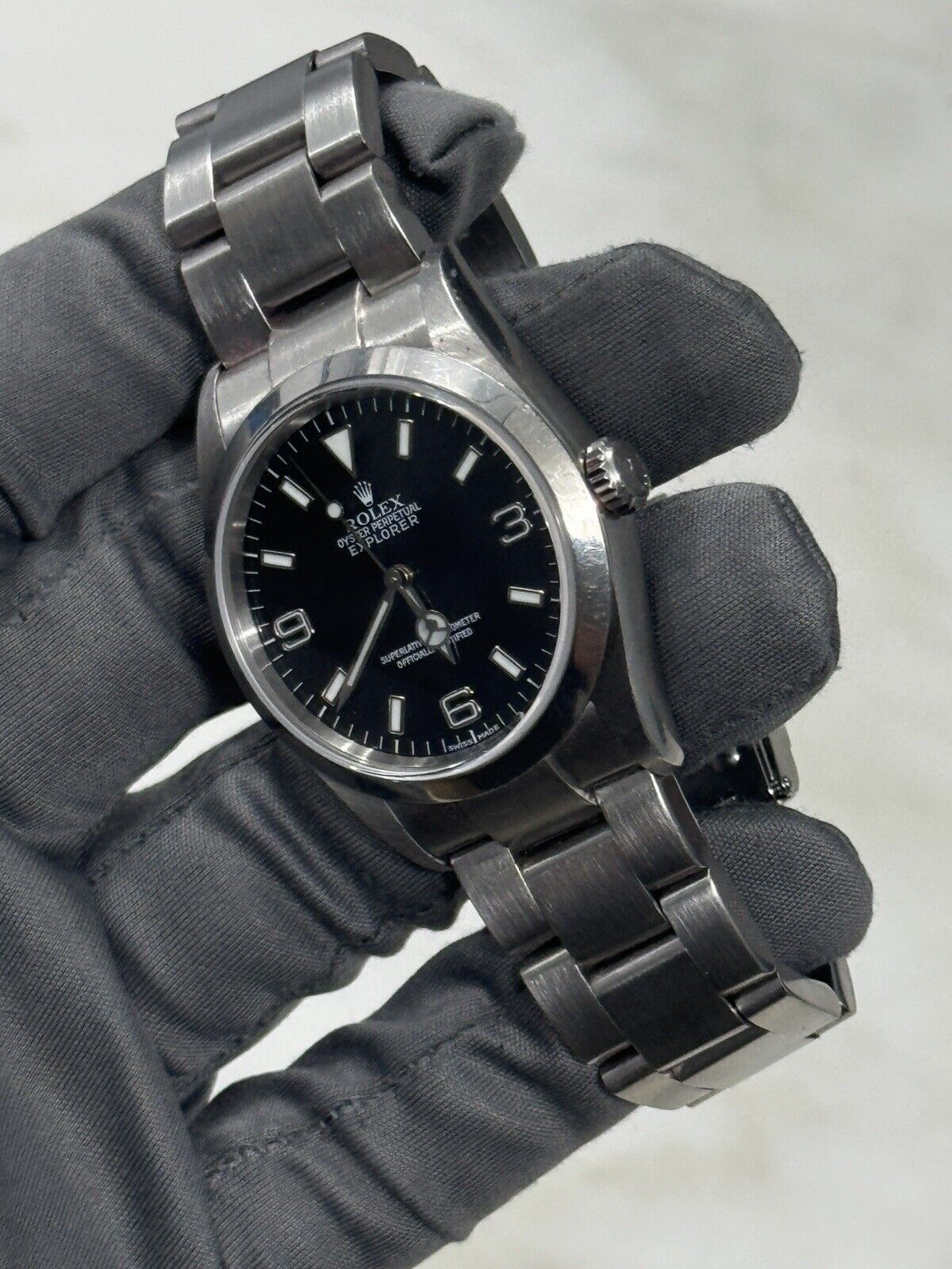 2000 Rolex Explorer I Black 36mm Oyster Stainless Steel Automatic Watch 114270