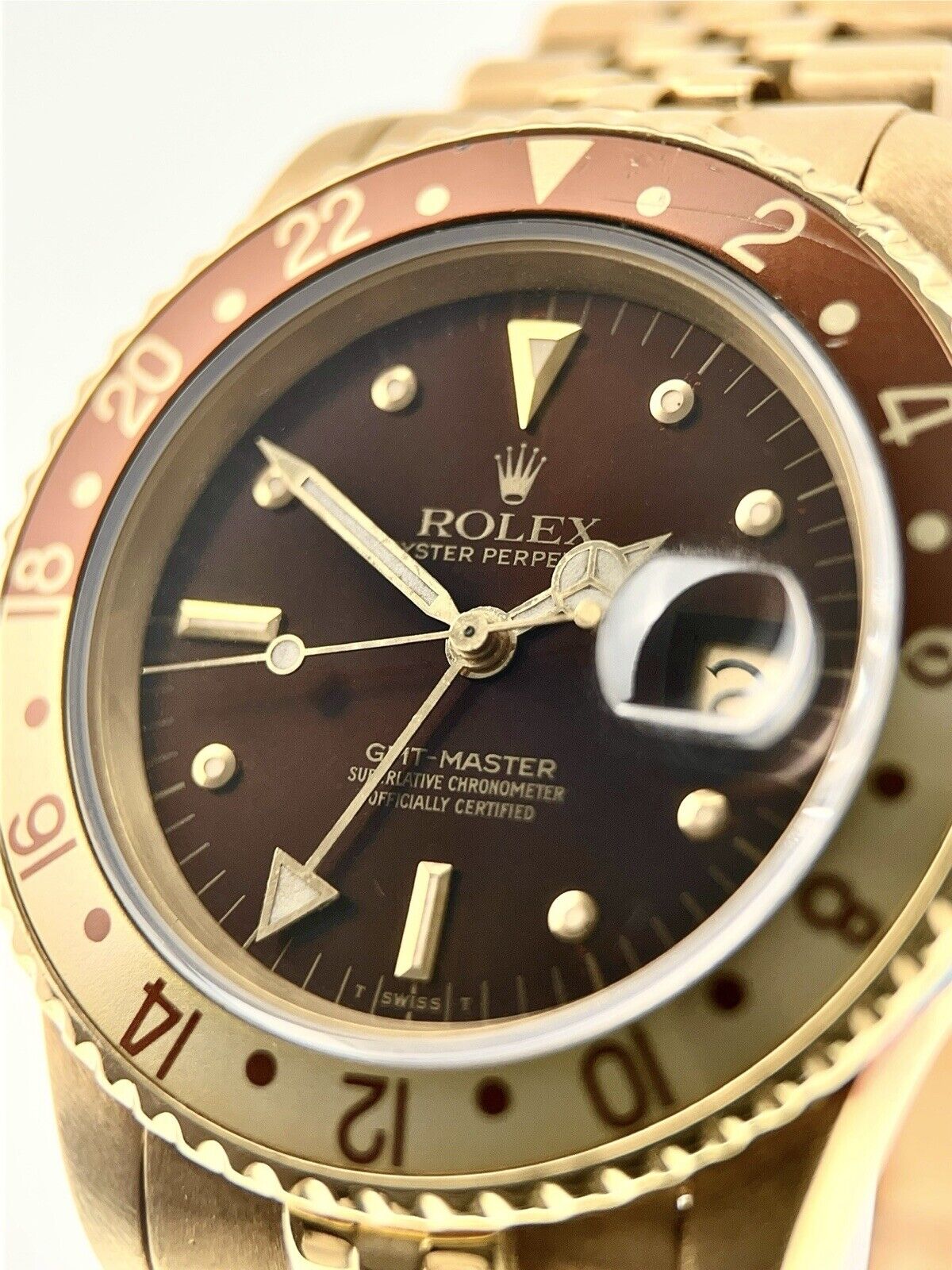 Rolex GMT Master Rootbeer 18k Gold Brown Dial 40mm Automatic Watch 16718 (Trade for AA included)