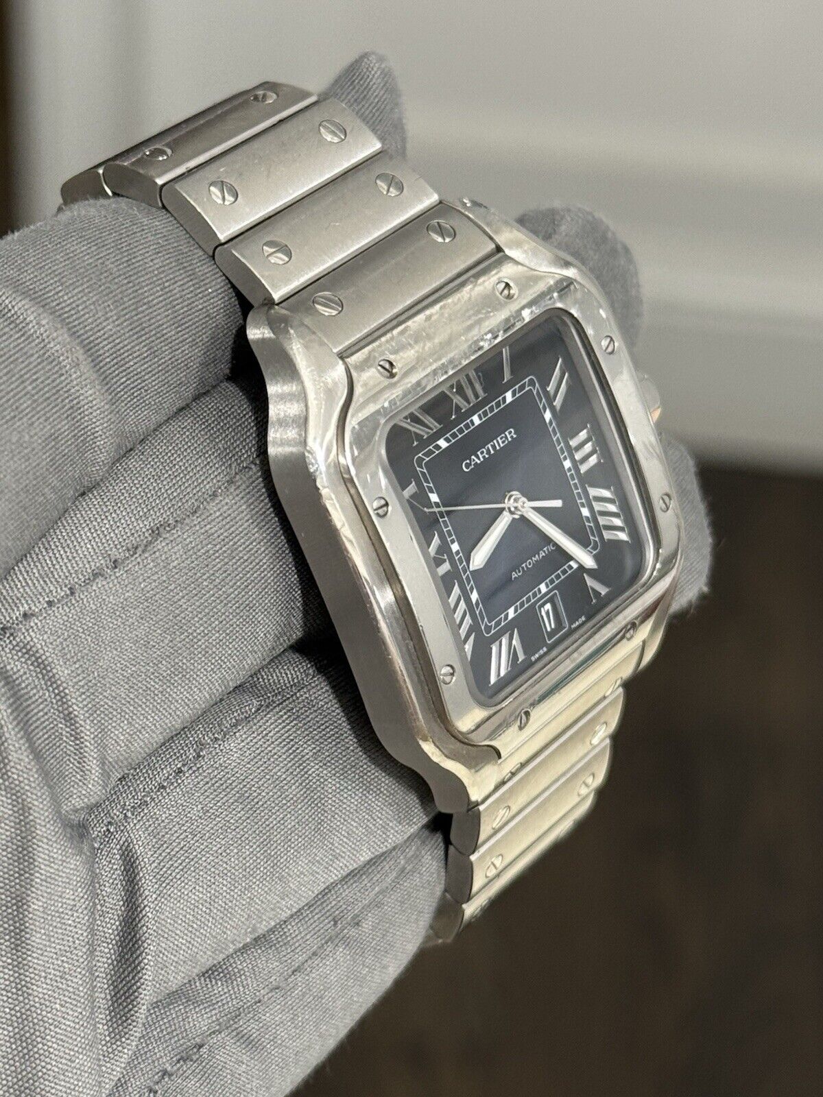 2022 Cartier Santos Steel Blue Dial Large Automatic Men’s Watch WSSA0030