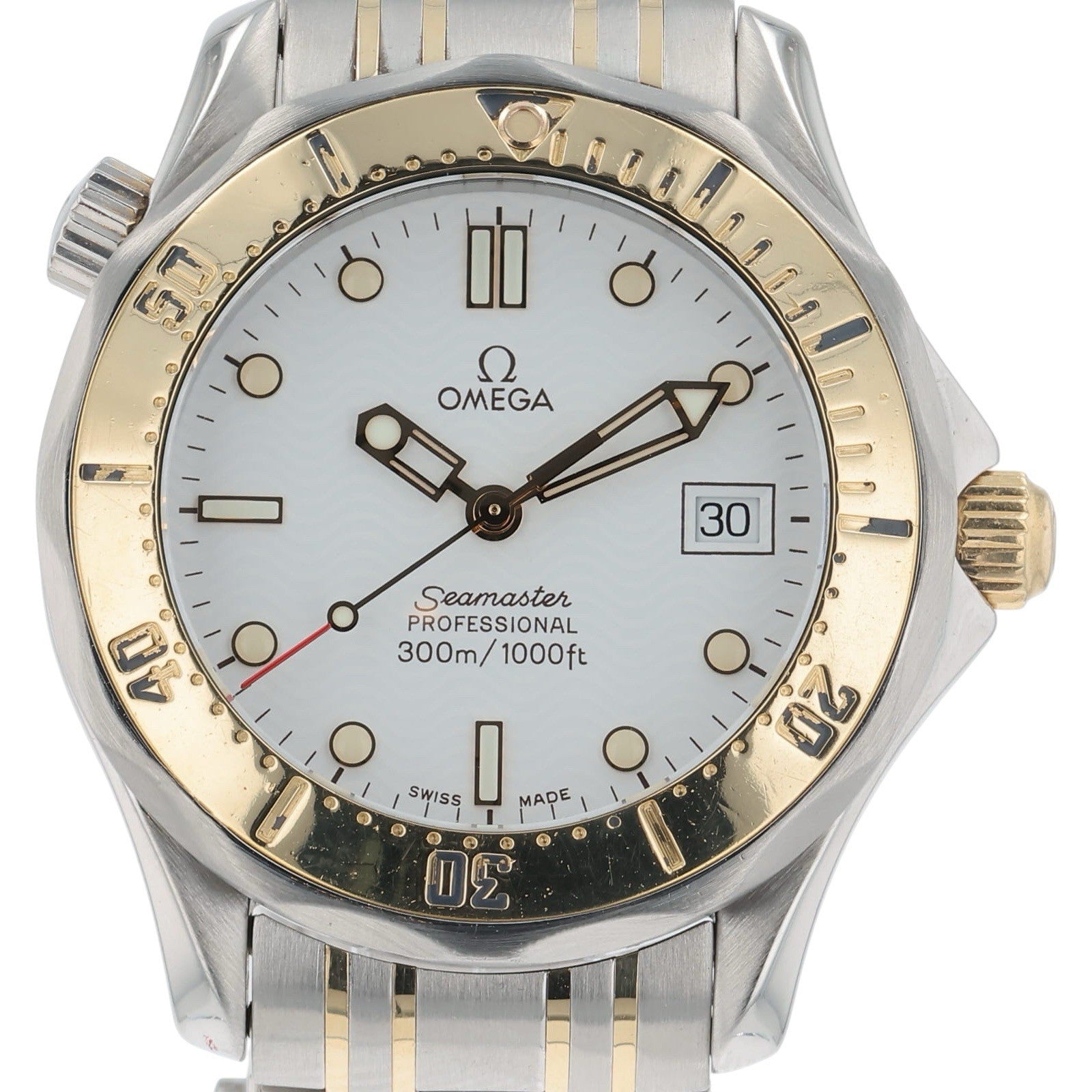 Omega Seamaster Diver Steel & Gold White Dial 36mm Quartz Men’s Watch 2362.20