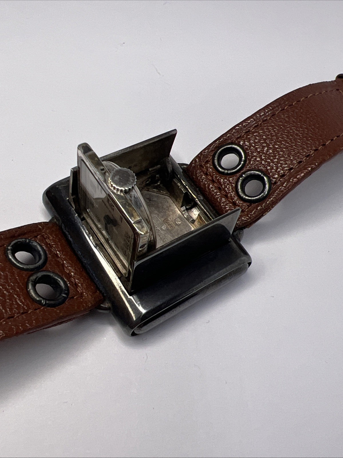Tavannes Watch Swiss Sterling 925 Case Opens Closes Wrist To Clock -PARTS REPAIR