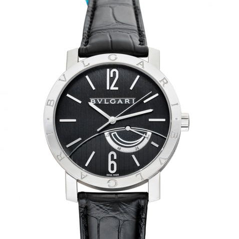 Bvlgari Manual-winding Black Dial Stainless Steel Men's Watch