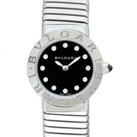 Bvlgari Quartz Black Dial Stainless Steel Ladies Watch