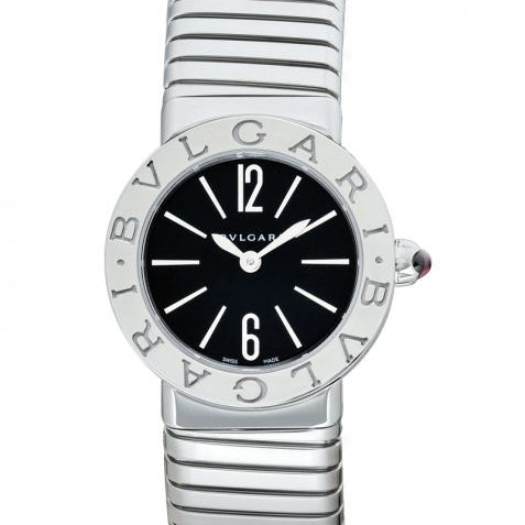 Bvlgari Quartz Black Dial Stainless Steel Ladies Watch