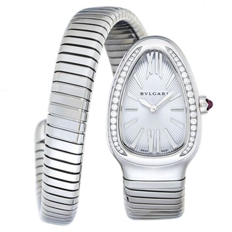 Bvlgari Serpenti Quartz Silver Dial Steel Bracelet Ladies Watch