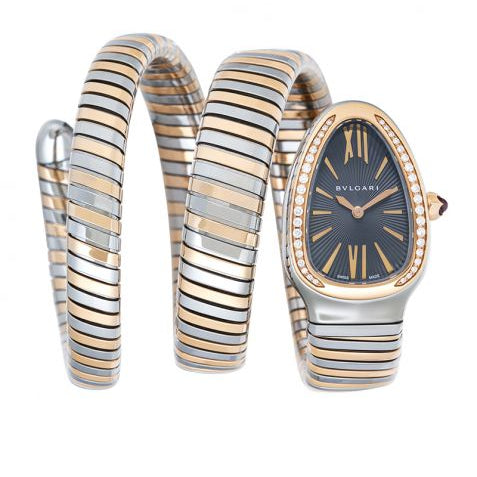 Bvlgari Serpenti Tubogas Quartz Grey Dial Diamond Bezel Ladies Watch