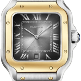 Cartier Santos De Cartier Large Automatic Yellow Gold Interchangeable Metal And Leather Bracelets - W2SA0030