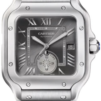 Cartier Santos de Cartier Dual Time - Gray Sunray-Brushed Dial-  WSSA0076