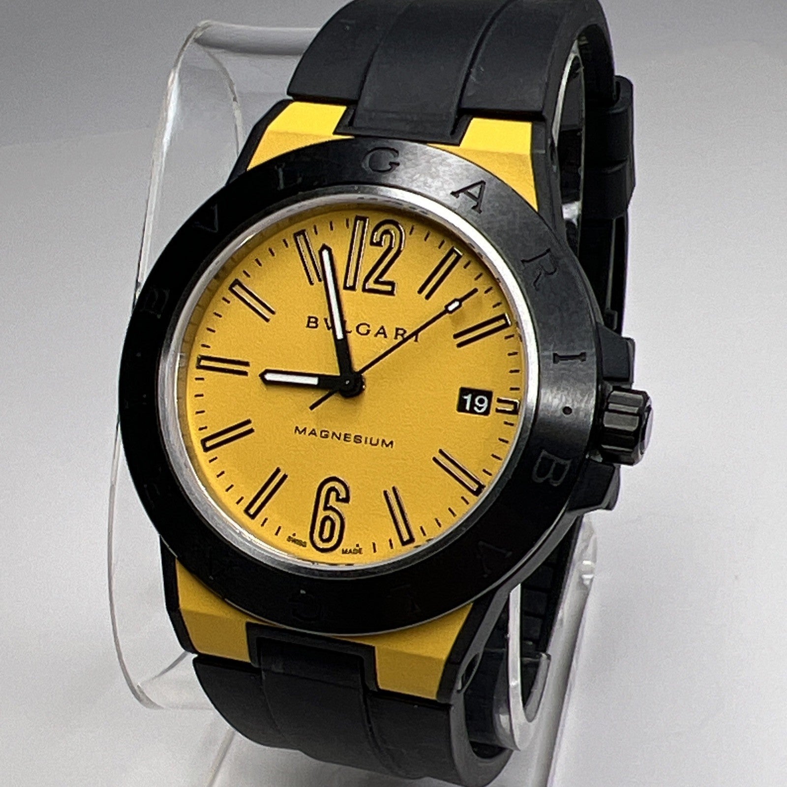 BVLGARI Bulgari Diagono Magnesium DG41SMC Date Yellow Dial Automatic Men's Watch
