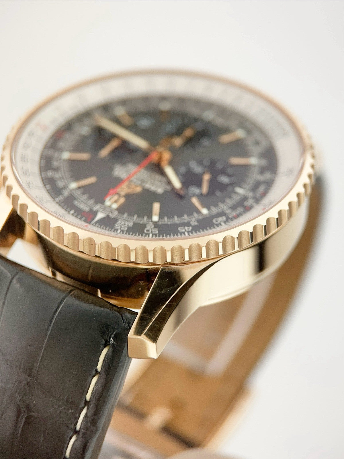 Breitling Navitimer Rattrapante 18k Rose Gold Gray Dial 45mm Men's Watch RB0311