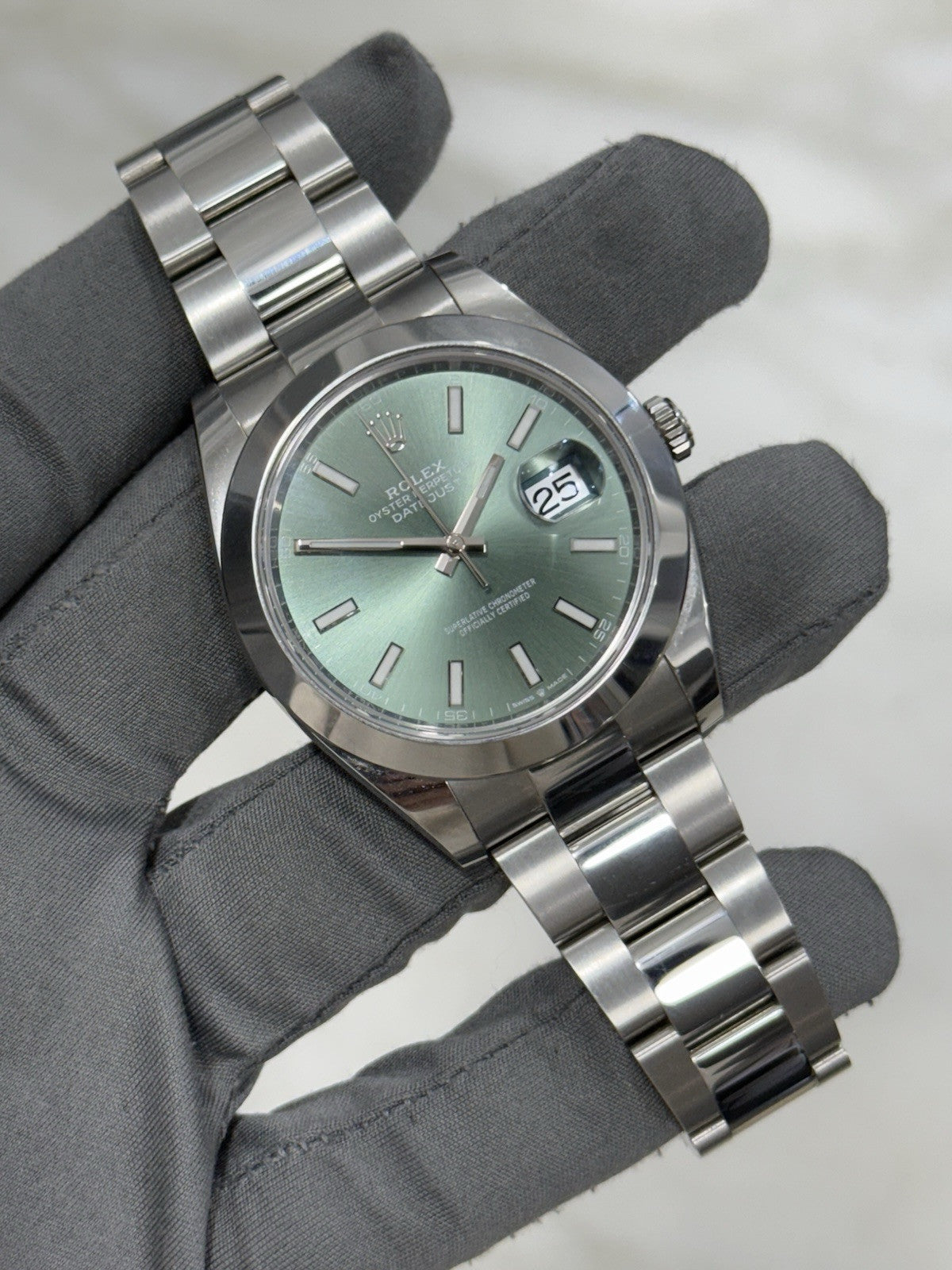 2022 Rolex Datejust 41 Stainless Steel Mint Green Dial 41mm Men’s Watch 126300