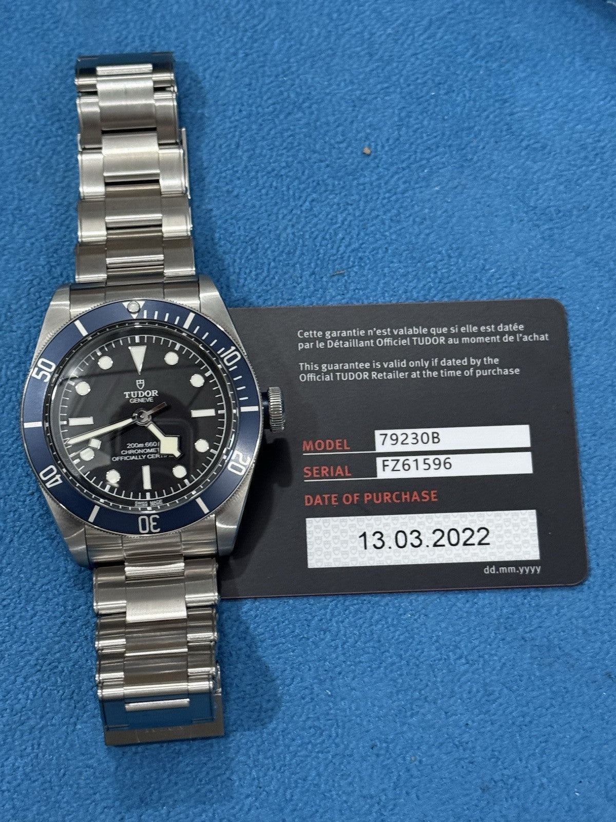 2022 TUDOR Black Bay Blue Stainless Steel Men's Watch 79230B - Box + Papers