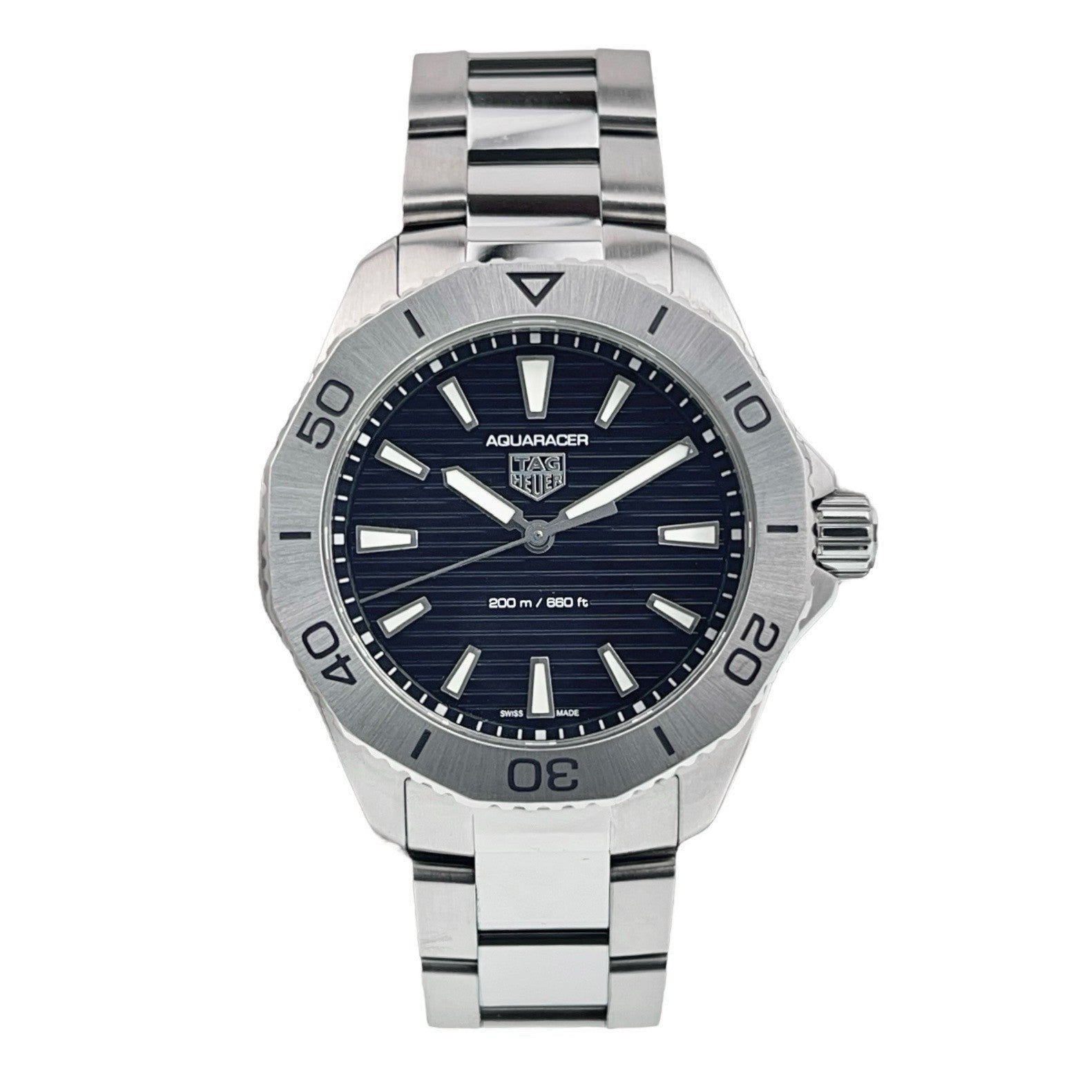 Tag Heuer Stainless Steel Black Wave Dial 40mm Quartz Men's Watch WBP1110