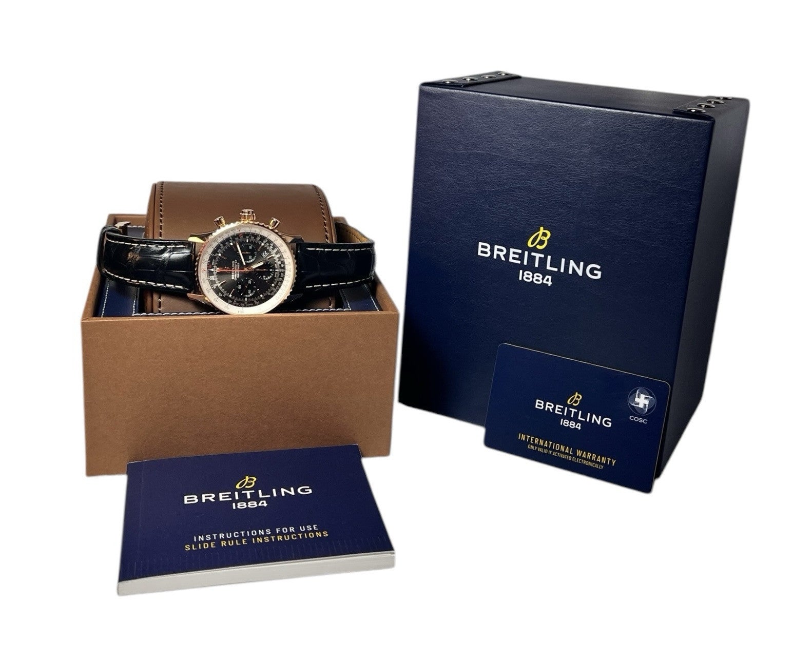 Breitling Navitimer Rattrapante 18k Rose Gold Gray Dial 45mm Men's Watch RB0311
