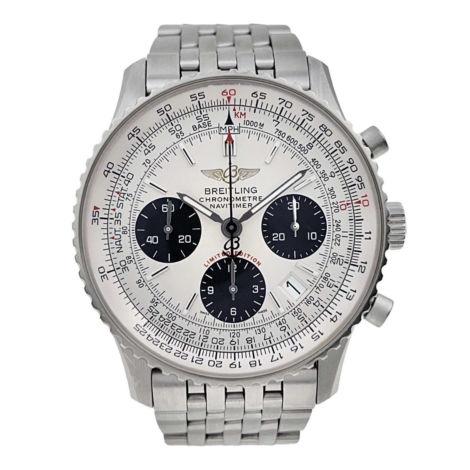 Breitling Navitimer Stainless Steel White Dial 42mm Automatic Mens Watch A23322