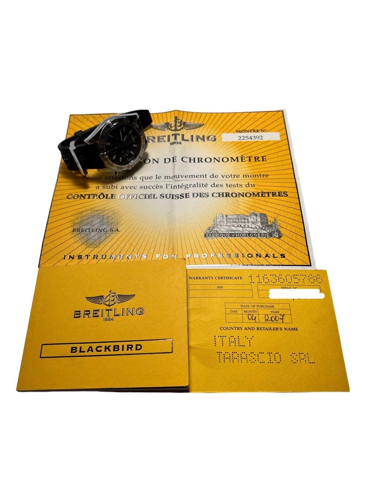 2007 Breitling Blackbird 39mm Automatic Men’s Watch A44359 Black W/ Papers