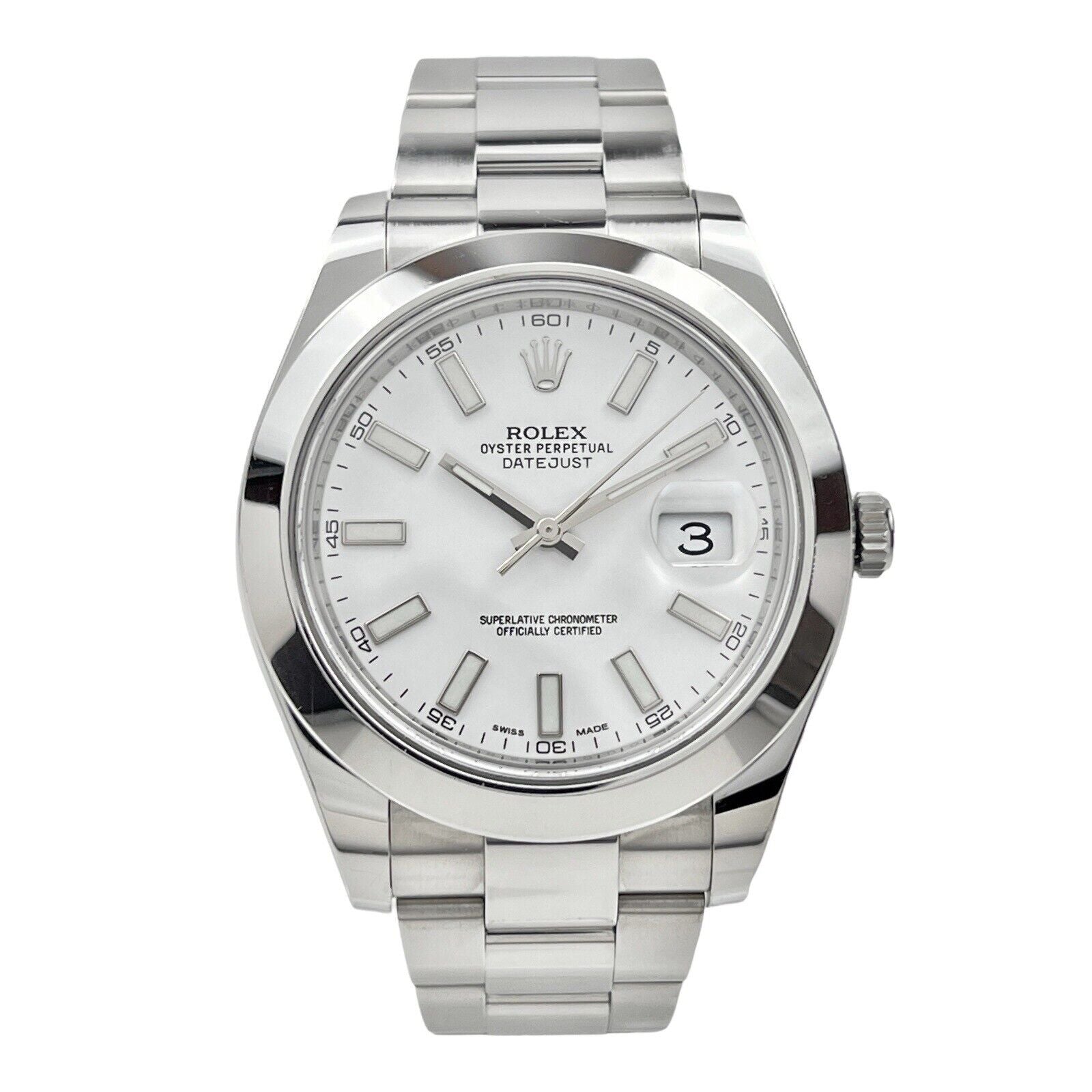 2014 Rolex Datejust II Automatic 41mm White Dial Watch 116300 - Box And Papers