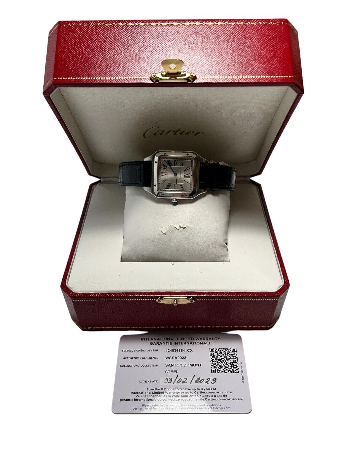 2023 Cartier Santos Dumont Quartz 42mm WSSA0022 Silver Dial - Box And Papers