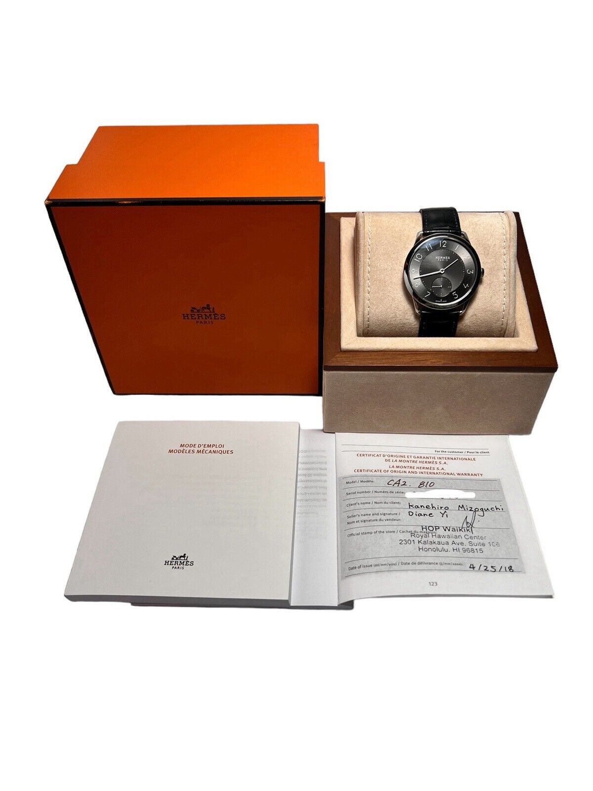 2018 Hermes Slim 39mm Automatic Men’s Watch CA.2.810 - Box And Papers