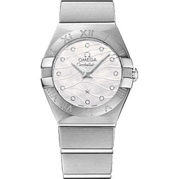 Omega Constellation Quartz Watch - 24 mm Steel Case - White Mother-Of-Pear Diamond Dial - 123.10.24.60.55.003