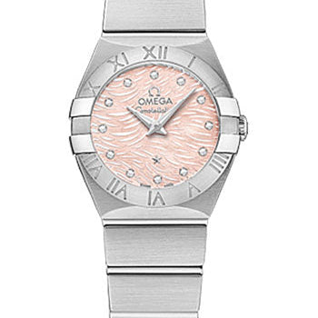Omega Constellation Quartz Watch - 24 mm Steel Case - Pink Mother-Of-Pearl Diamond Dial - 123.10.24.60.57.002