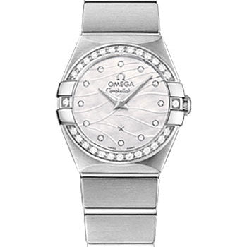 Omega Constellation Quartz Watch - 24 mm Steel Case - Diamond-Set Steel Bezel - Mother-Of-Pearl Diamond Dial - 123.15.24.60.55.006