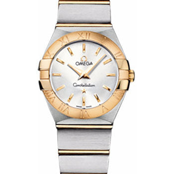 Omega Ladies Constellation Quartz Watch - 24 mm Brushed Steel And Yellow Gold Case - Silver Dial - 123.20.24.60.02.002